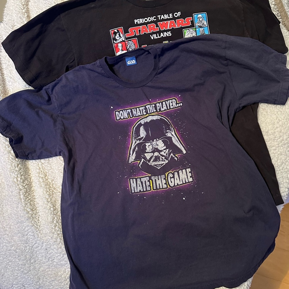 Star Wars Black Graphic Tees (2) with Red and White Print
